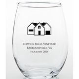 Personalized Rustic Farm Houses Design 15 ounce Stemless Wine Glass
