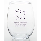 Personalized Galaxy Heart Design 15 ounce Stemless Wine Glass