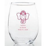 FashionCraft Personalized Ganesha Design 15 ounce Stemless Wine Glass