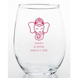 FashionCraft Personalized Ganesha Design 15 ounce Stemless Wine Glass