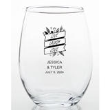 Personalized 'Live Laugh Love' Banner Design 15oz Stemless Wine Glass