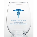 Personalized Medical Caduceus Design 15 ounce Stemless Wine Glass