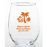 Personalized Tropical Palm Design 15 ounce Stemless Wine Glass
