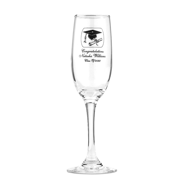 Personalized Stemless Champagne Glass Flute with Graduation Designs