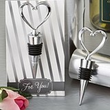 FashionCraft All Silvered-Metal Heart-Topped Wine Bottle Stopper