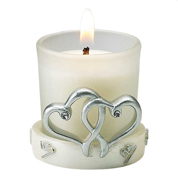 FashionCraft Interlocking Silver Heart Design Candle Holder