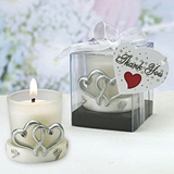 FashionCraft Interlocking Silver Heart Design Candle Holder