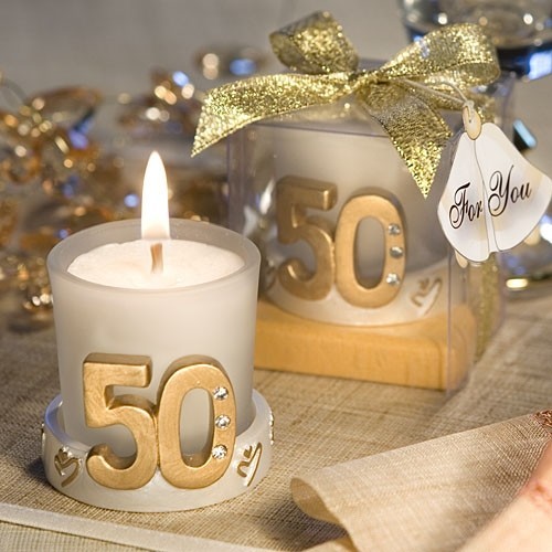 FashionCraft Golden Anniversary '50' Candle Favor with Rhinestone Accents