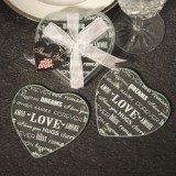 FashionCraft Heart-Shaped 'Love Sentiments' Glass Coasters (Set of 2)