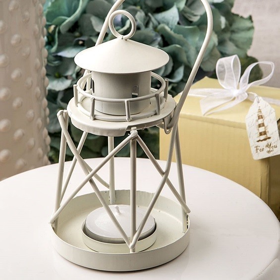 FashionCraft Lighthouse Shaped Luminous White Coated Metal Lantern