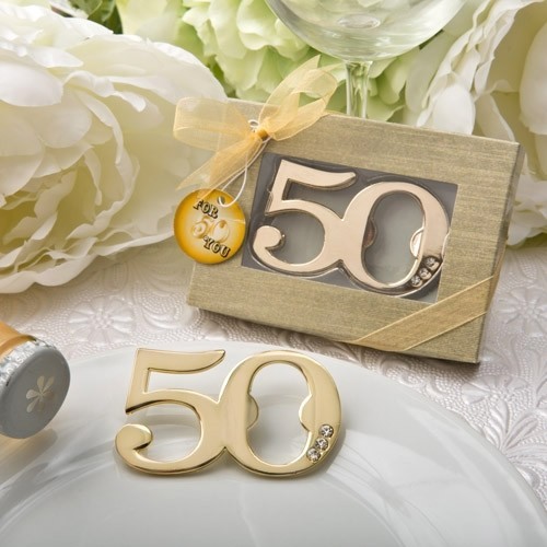 50th Design Golden Bottle Opener (Anniversary or Birthday)