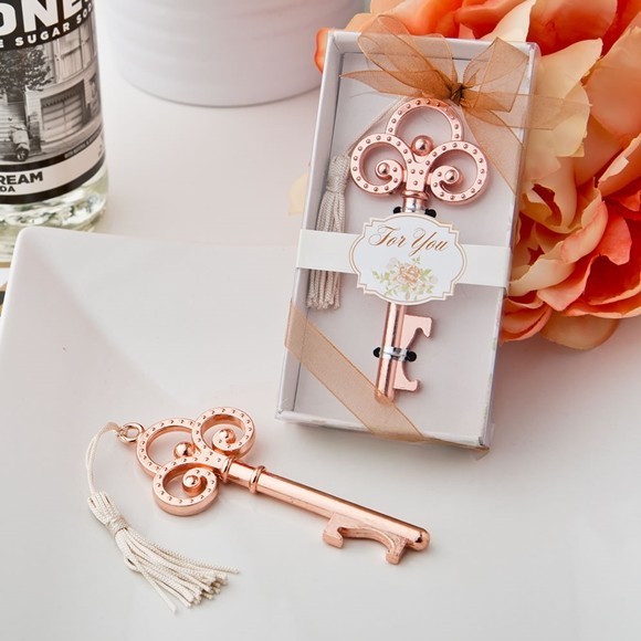 Rose Gold Finish Vintage-Inspired Skeleton Key Bottle Opener