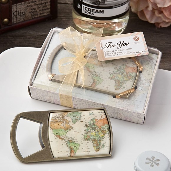 FashionCraft Vintage Travel-Themed World Map Design Bottle Opener