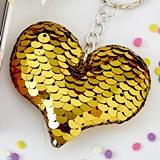 FashionCraft Reversible Gold/Silver Sequins Heart Key Chain