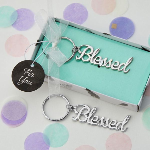 FashionCraft 'Blessed' Theme Silver-Colored-Metal Key Chain