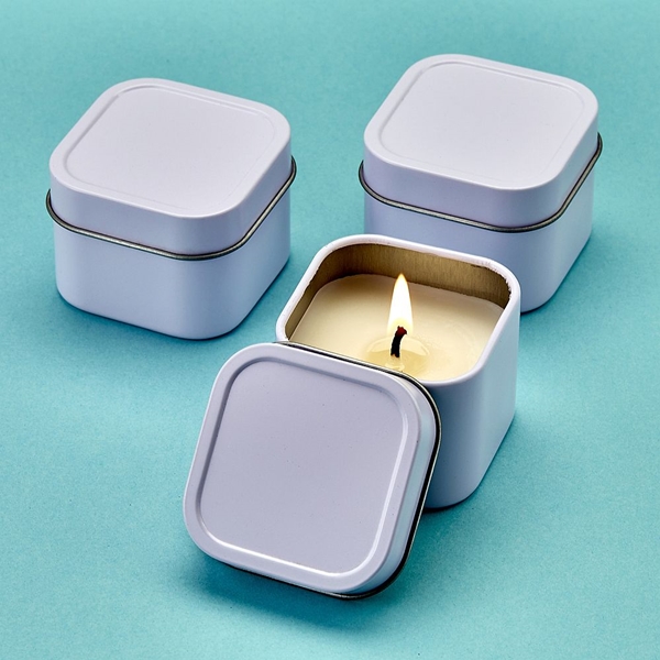 FashionCraft Perfectly Plain Collection White Travel Candle Tin