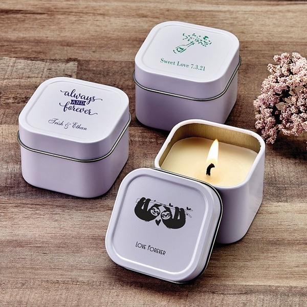 Personalized Screen-Printed Scented Travel Candle Tin (Anniversary)