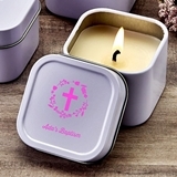 Personalized Screen-Printed Scented Travel Candle Tin (Religious)