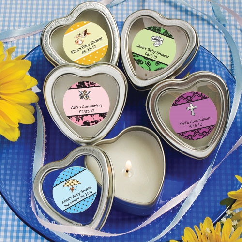 Personalized Expressions Heart-Shaped Candle Tin (Baby Shower)
