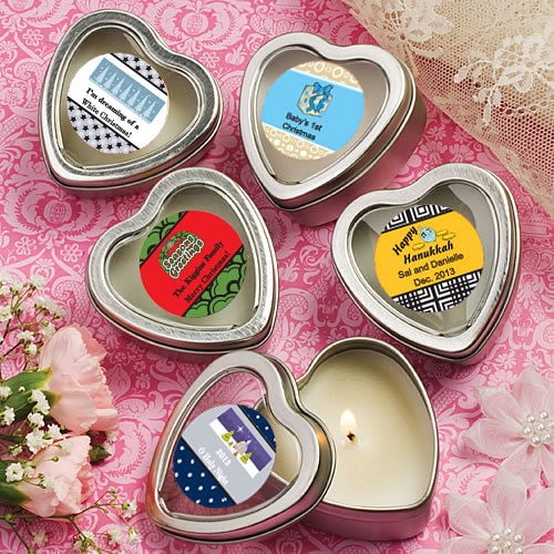 Personalized Expressions Heart-Shaped Candle Tin (Holiday)