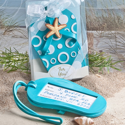 FashionCraft Beach-Themed Aqua-Blue Flip-Flop-Shaped Luggage Tag