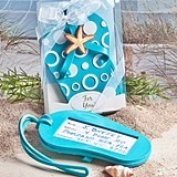 FashionCraft Beach-Themed Aqua-Blue Flip-Flop-Shaped Luggage Tag