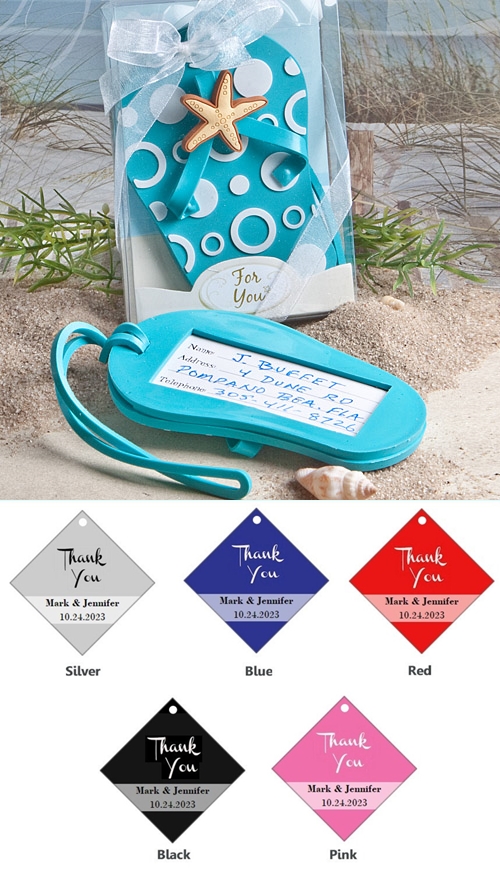 FashionCraft Beach-Themed Aqua-Blue Flip-Flop-Shaped Luggage Tag