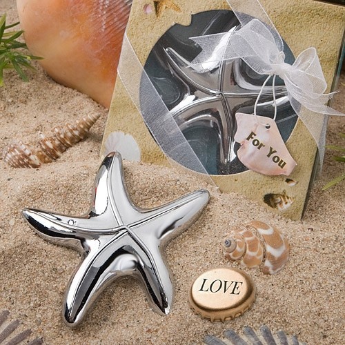 FashionCraft Starfish Design Chrome-Finish Bottle Opener Favor