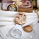 Number 50 Design Anniversary or Birthday Golden-Handled Bottle Opener