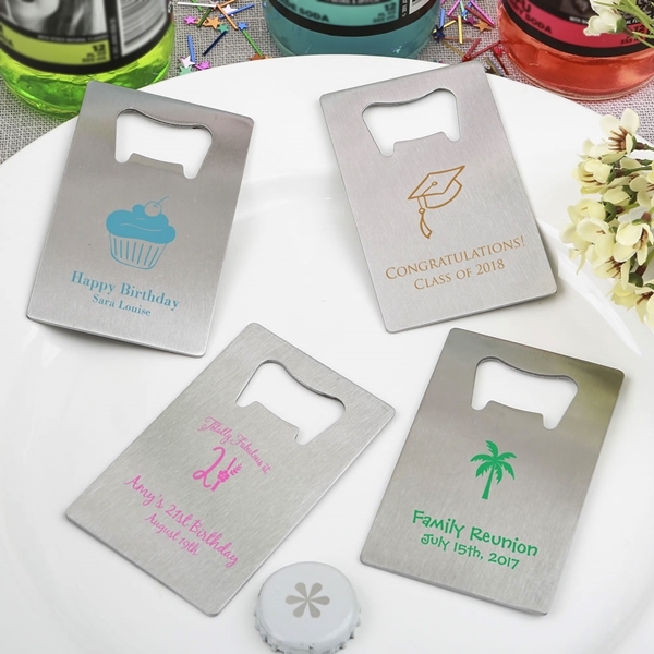 Personalized Birthday Party Stainless-Steel Credit Card Bottle Opener