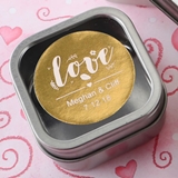 FashionCraft Personalized Metallics Clear-Top Square Mint Tin Favor