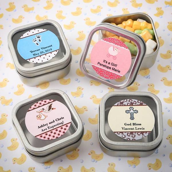 Personalized Expressions Clear-Top Square Mint Tin (Baby Shower)