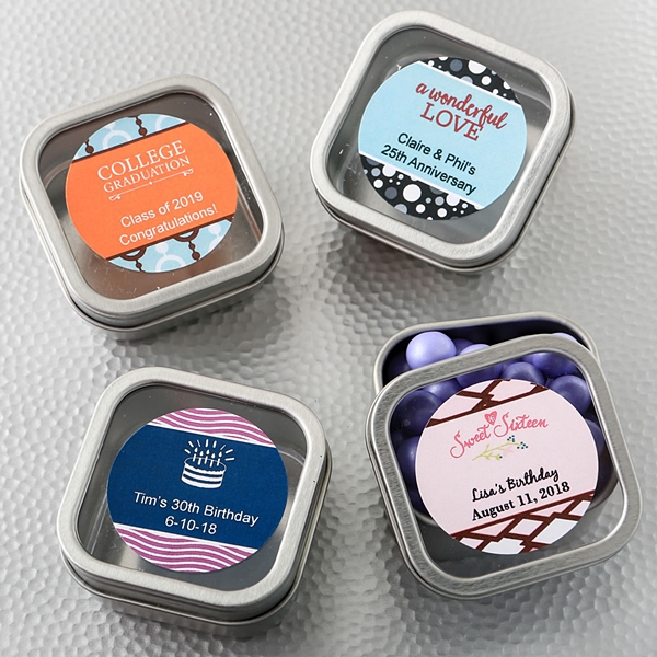 Personalized Expressions Clear-Top Square Mint Tin (Celebrations)