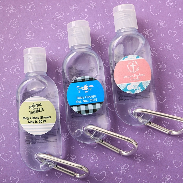 Personalized Expressions Hand Sanitizer with Caribiner (Baby Shower)