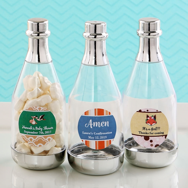 Personalized Expressions Silver-Accented Champagne Bottle (Baby Shower)