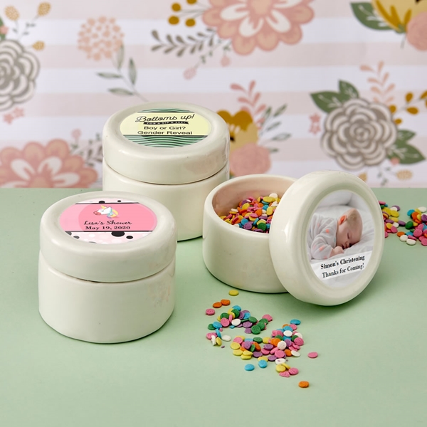 Personalized Expressions Ceramic Mint Jar w/ Epoxy Dome (Baby Shower)