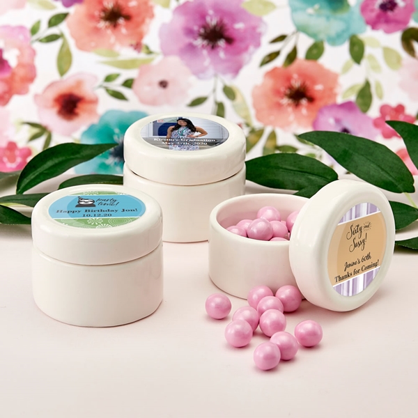 Personalized Expressions Ceramic Mint Jar with Epoxy Dome (Birthday)