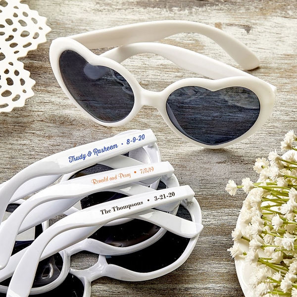 FashionCraft Personalized Expressions Heart-Shaped White Sunglasses