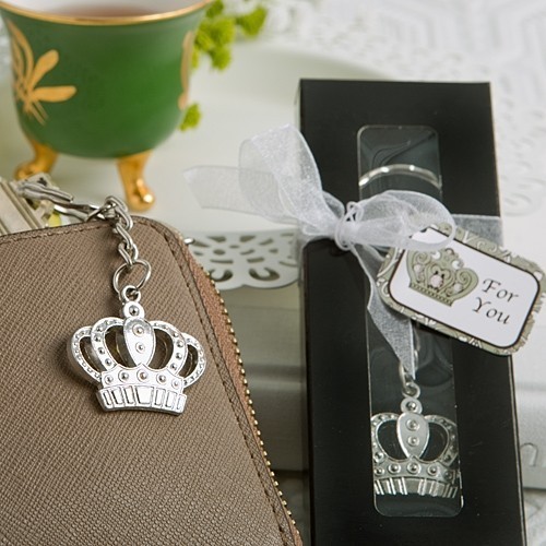 FashionCraft Majestic Silver-Metal Crown Key Chain Favor