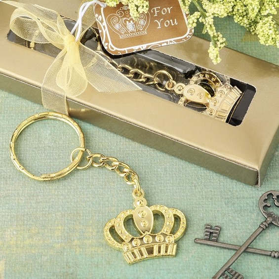 FashionCraft Gold-Colored-Metal Crown Design Key Chain