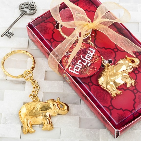 FashionCraft Gold-Colored-Metal 'Good Luck' Elephant Key Chain