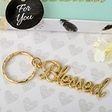 FashionCraft 'Blessed' Theme Gold-Colored Metal Key Chain