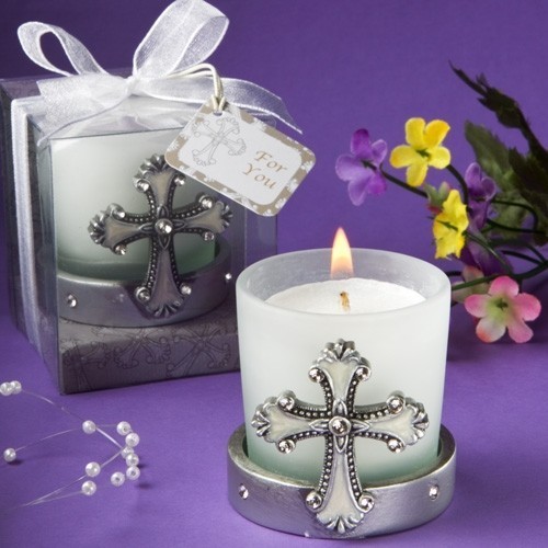 FashionCraft Regal Favor Collection Cross Themed Candle Holder
