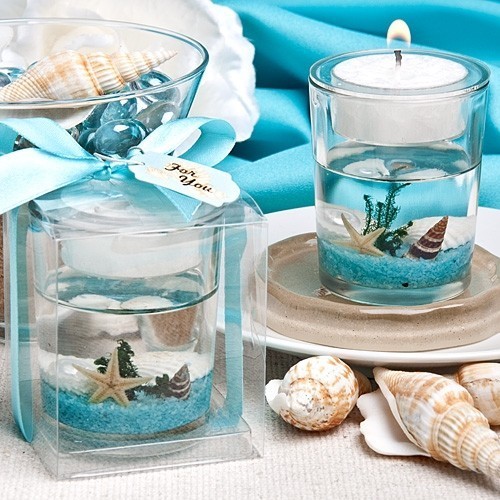 FashionCraft Beautiful Seashore-Themed Gel Tealight Candle Holder