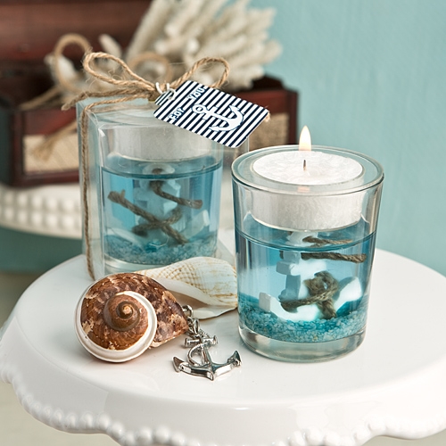 FashionCraft Nautical-Themed Gel Candle Holder with Anchor Design