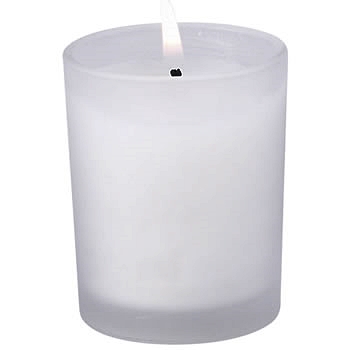 Perfectly Plain Collection Frosted Glass Candle Holder with Wax Candle