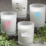 Silkscreened Personalized Frosted Glass Candle Holders (Baby Shower)