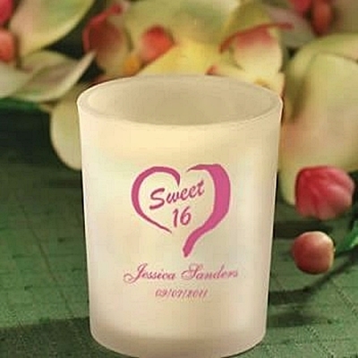 Silkscreened Personalized Frosted Glass Candle Holders (Birthday)