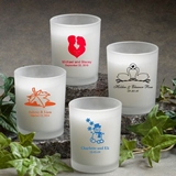 Silkscreened Personalized Frosted Glass Candle Holders with Wax