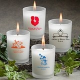Silkscreened Personalized Frosted Glass Candle Holders with Wax